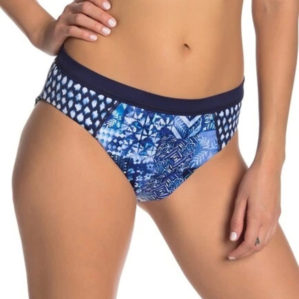 Tommy Bahama Active Patchwork Reversible Bikini Bottoms Color NAVY